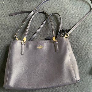 Structured Navy Leather Coach Bag